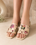 Beige block heel