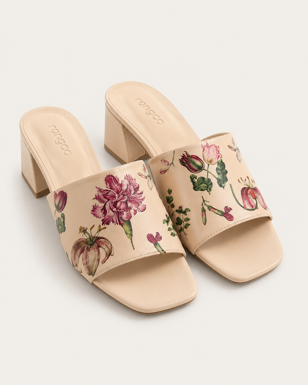 Beige block heel